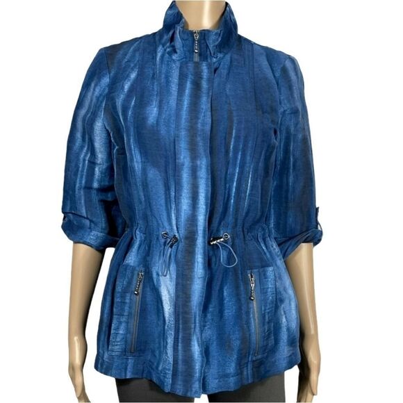 Navy Womens Full Zip Drawstring Waist Jacket - Picture 1 of 15
